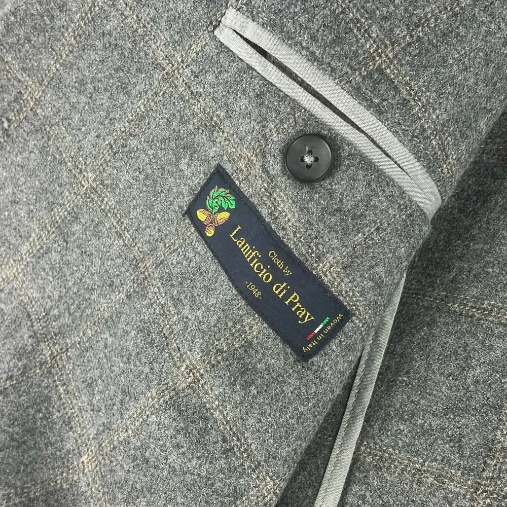 Lanificio di Pray 1901 Wool Sport Coat 44R Gray Check Unstructured Blazer